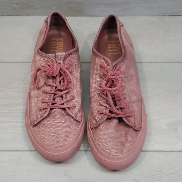 Frye Womens Pink Gia Canvas Lace Up Sneakers shoes sz 9M